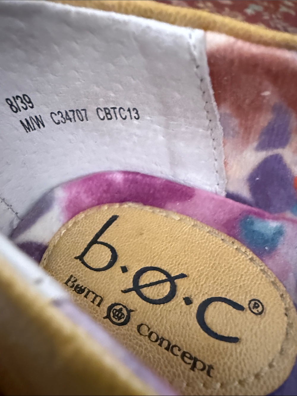 b.o.c. Born Concepts Shoes Wm 8 Yellow Faux Leather Ballet Flat Flower Summer - Picture 6 of 9